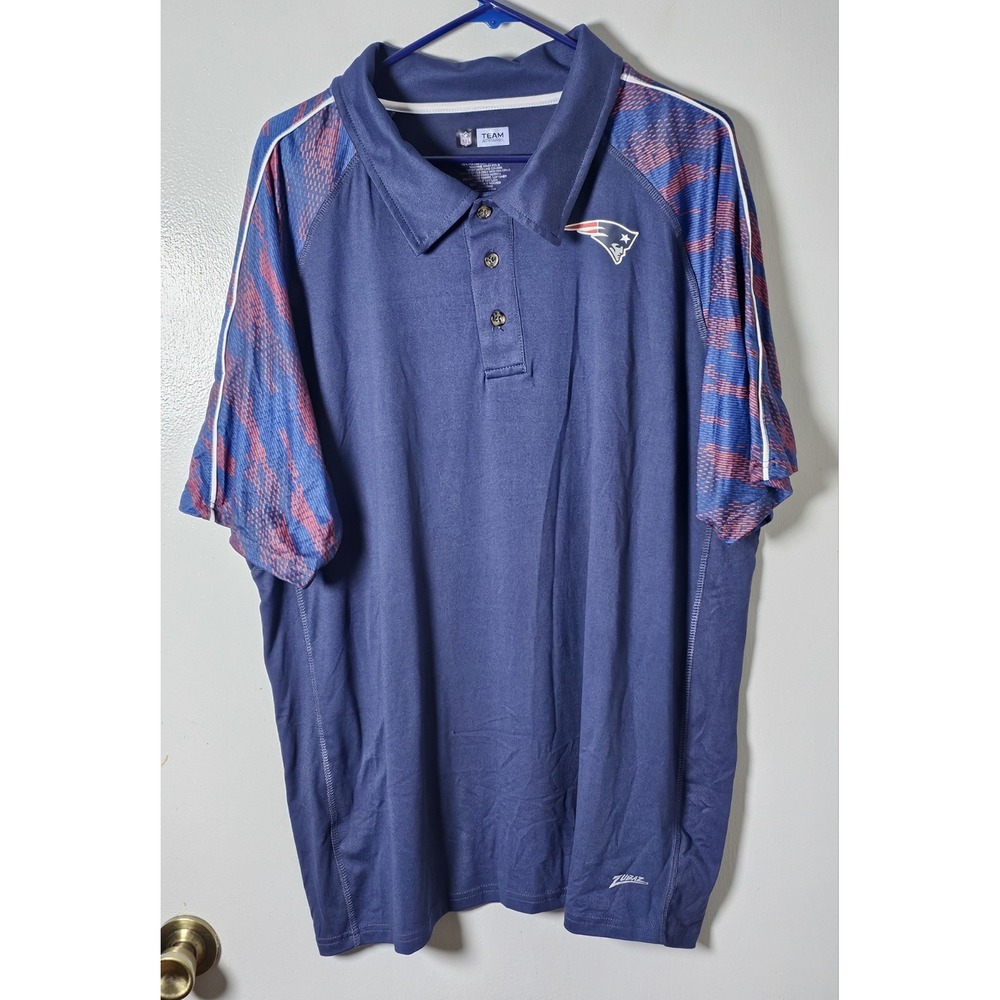 NFL Team Apparel New England Patriots Polo Shirt Blue Men's Size XXL
